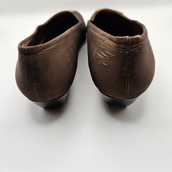 Joan & David Brown Fabric Low-Heel Flats – Size 9M – Handmade in Italy - Picture 8 of 11